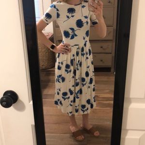 ASOS Dandelion cream and blue midi dress